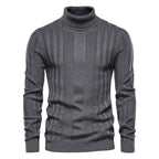 Pull homme col roulé côtelé