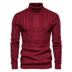 Pull homme col roulé côtelé