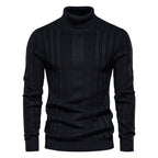 Pull homme col roulé côtelé