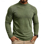 Pull homme côtelé à col montant