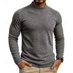 Pull homme côtelé à col montant