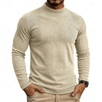 Pull homme côtelé à col montant