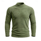 Pull homme côtelé à col montant