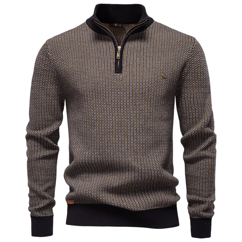Pull homme demi-zip à motifs