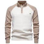Pull homme demi-zip bicolore