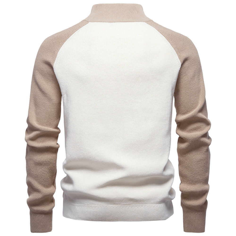 Pull homme demi-zip bicolore