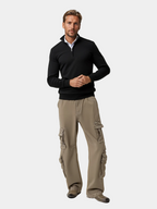 Pull homme demi-zip col montant