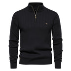 Pull homme demi-zip côtelé