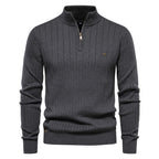 Pull homme demi-zip côtelé