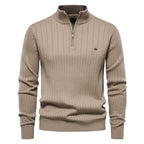 Pull homme demi-zip côtelé