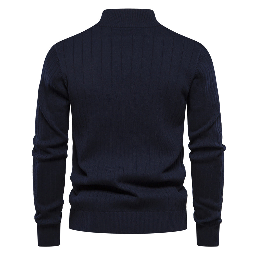 Pull homme demi-zip côtelé