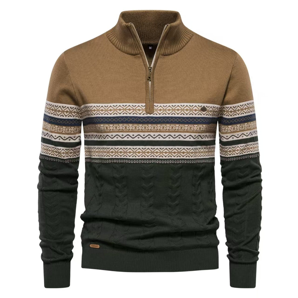 Pull homme demi-zip jacquard