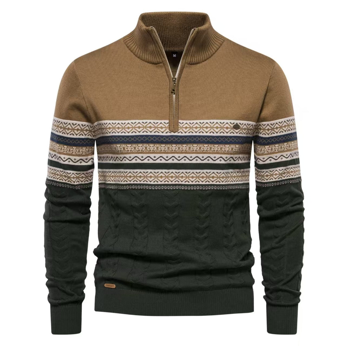 Pull homme demi-zip jacquard