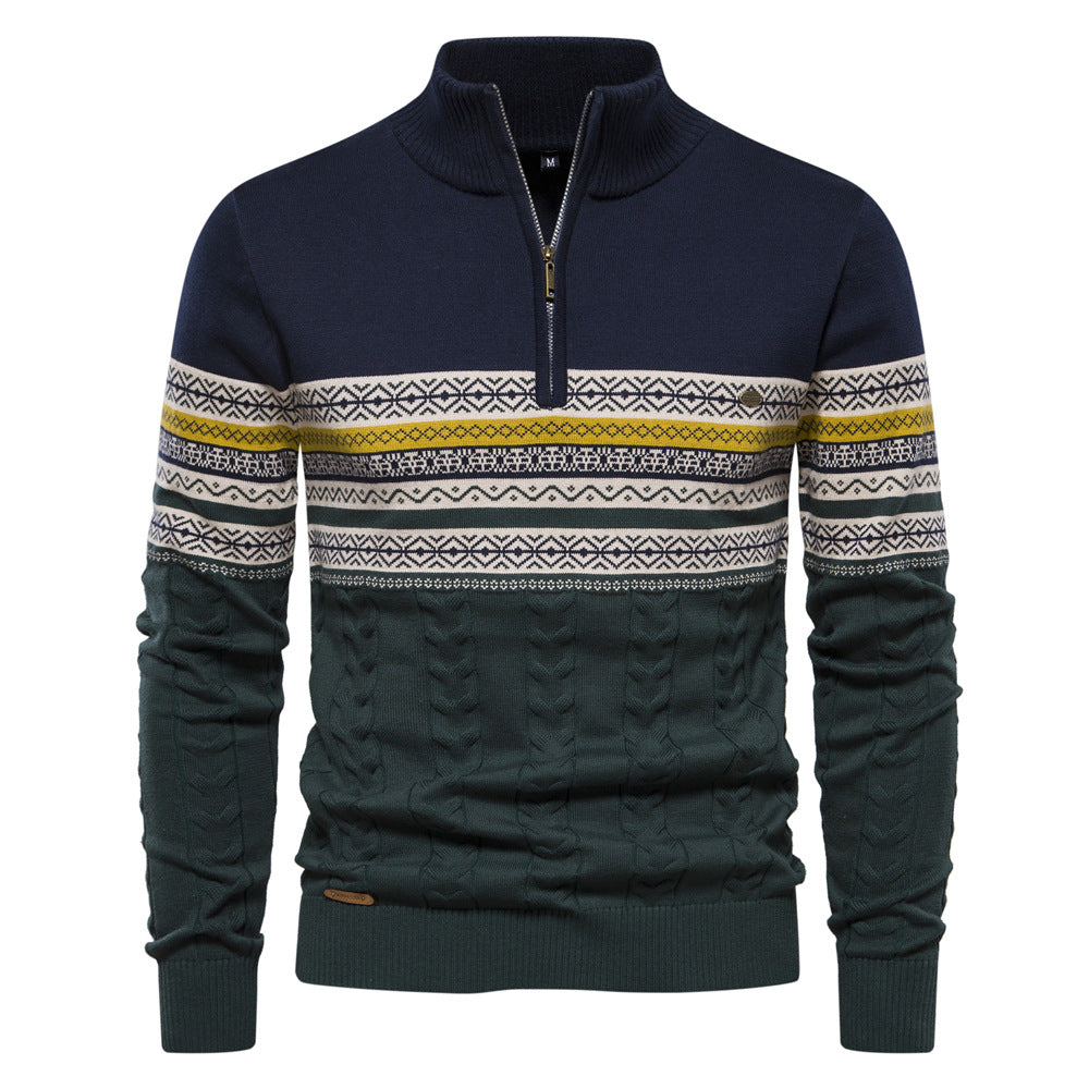 Pull homme demi-zip jacquard