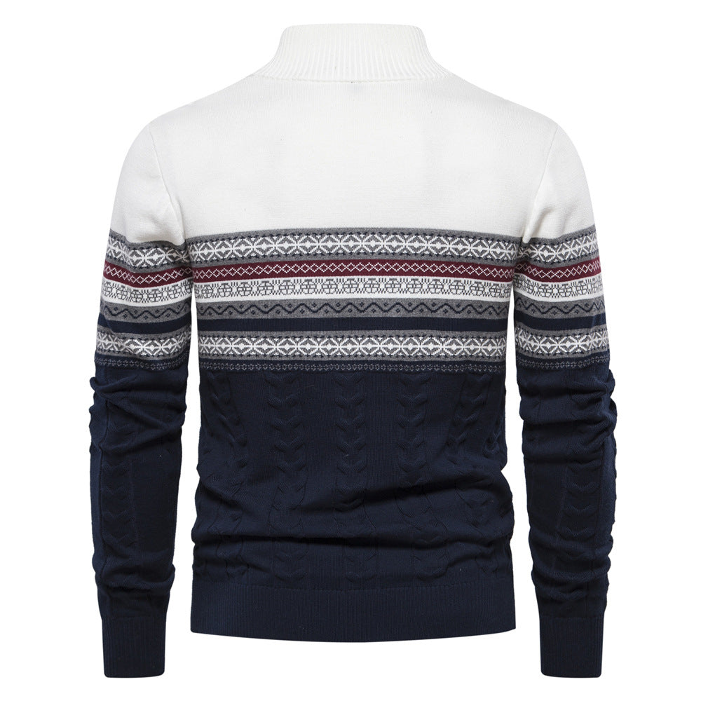 Pull homme demi-zip jacquard