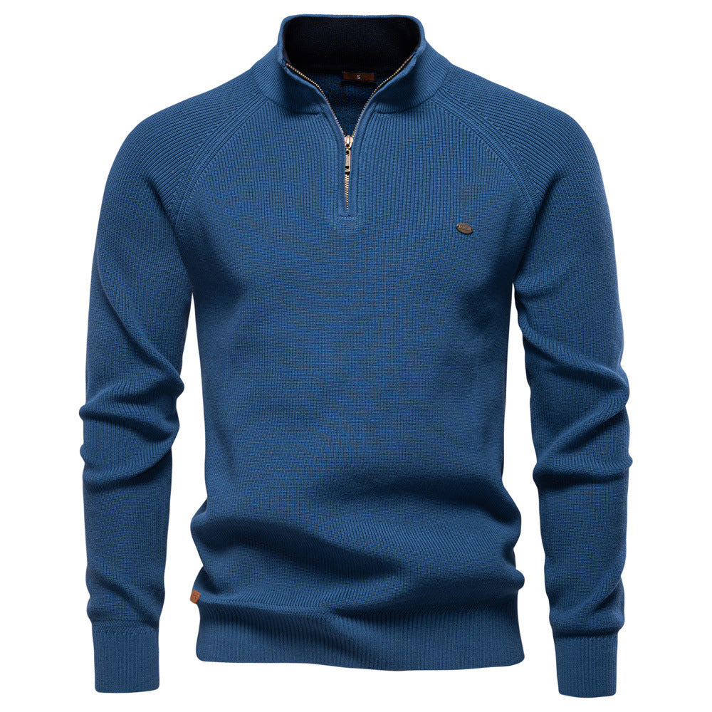 Pull homme demi-zippé côtelé