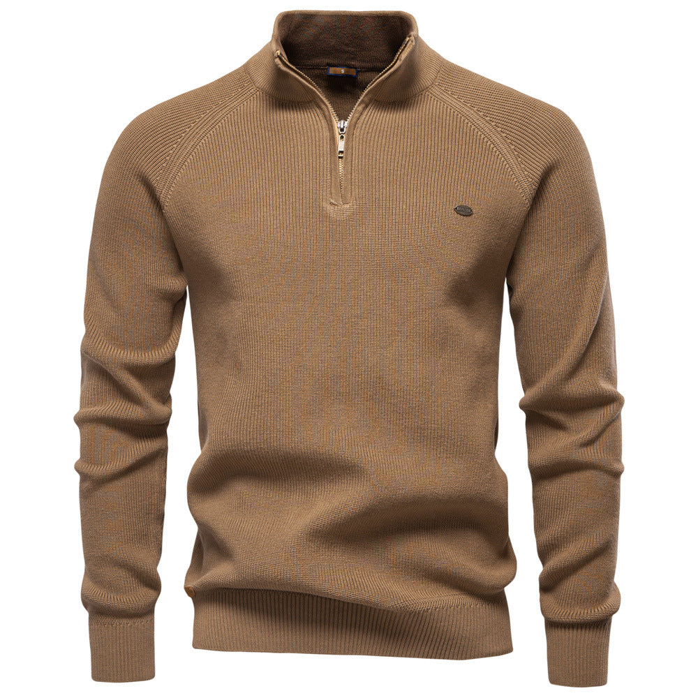 Pull homme demi-zippé côtelé