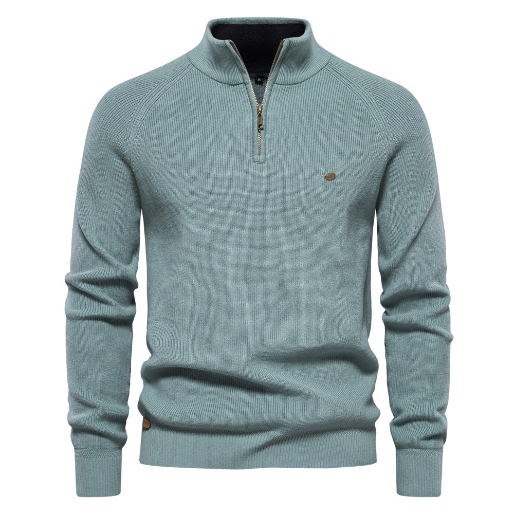 Pull homme demi-zippé côtelé