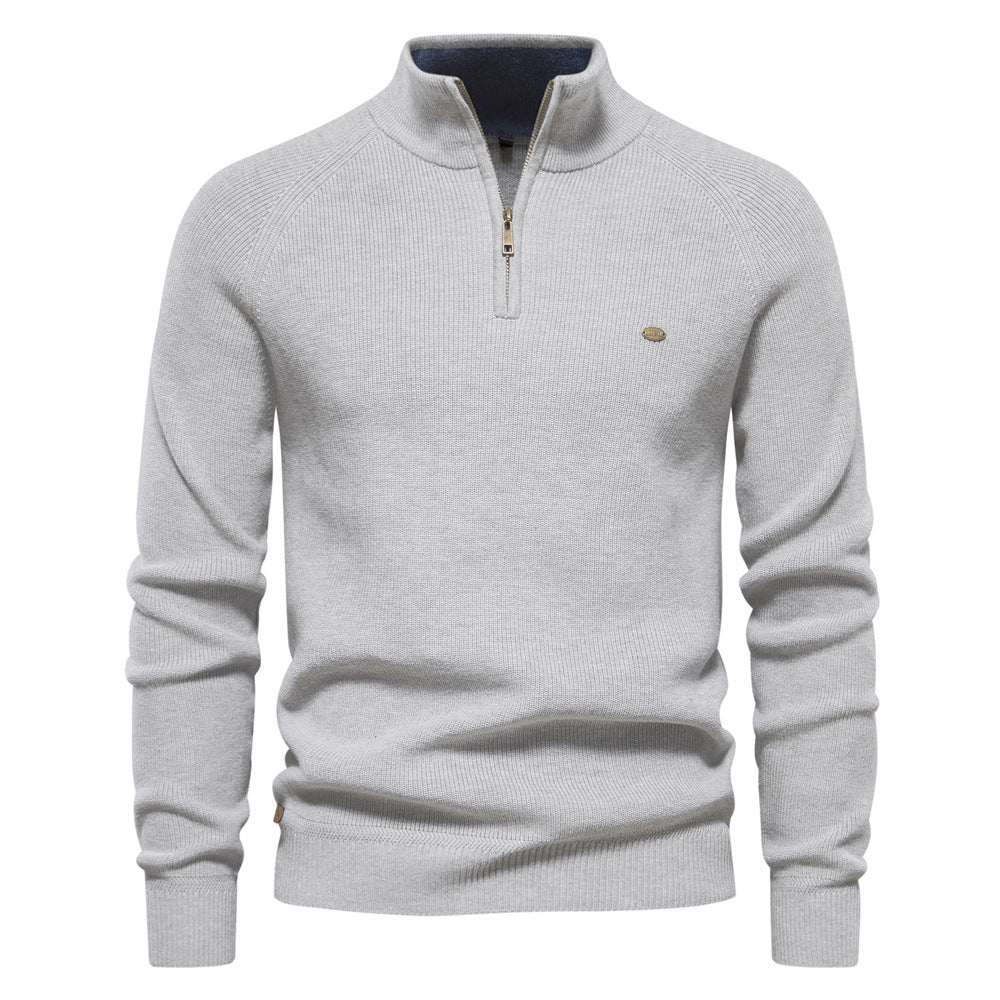Pull homme demi-zippé côtelé