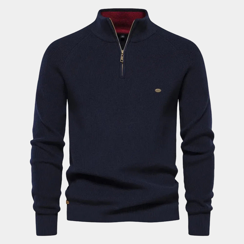Pull homme col montant zippé