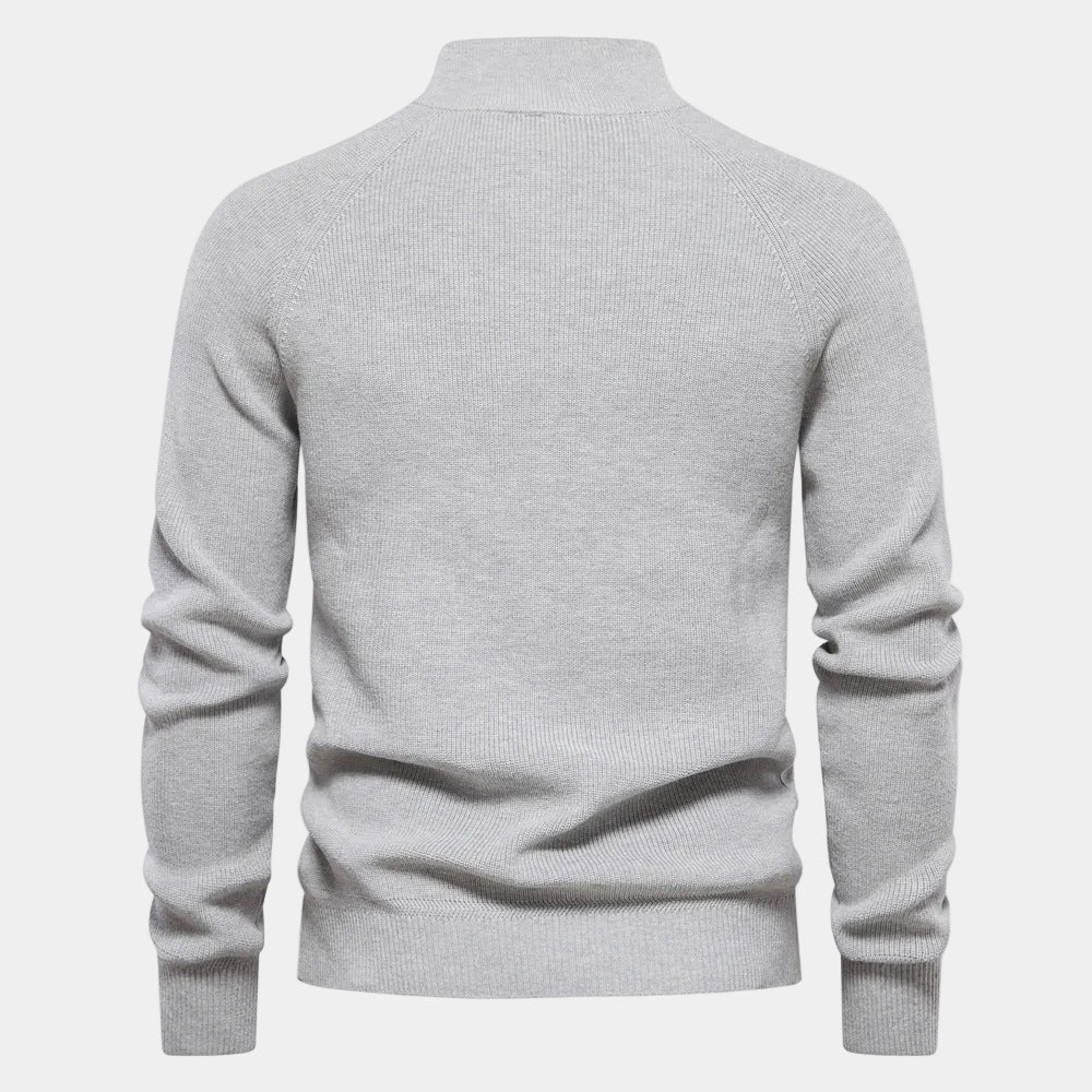 Pull homme col montant zippé
