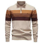 Pull homme rayé col zippé