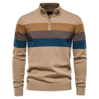 Pull homme rayé col zippé