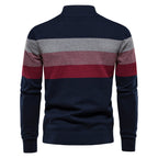 Pull homme rayé col zippé