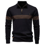 Pull homme rayé demi-zip