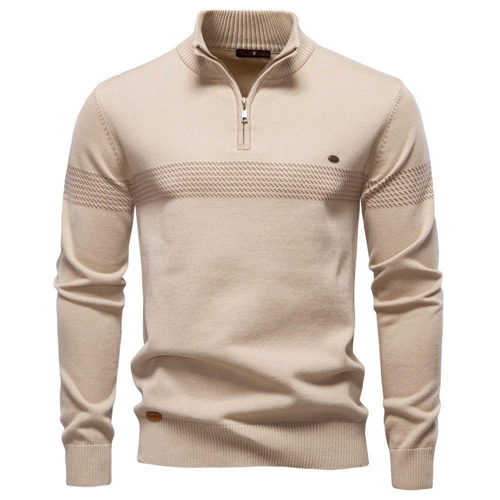 Pull homme rayé demi-zip