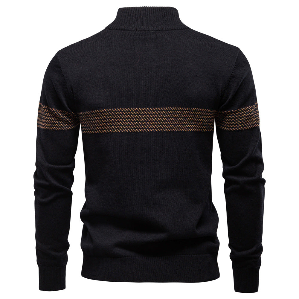 Pull homme rayé demi-zip