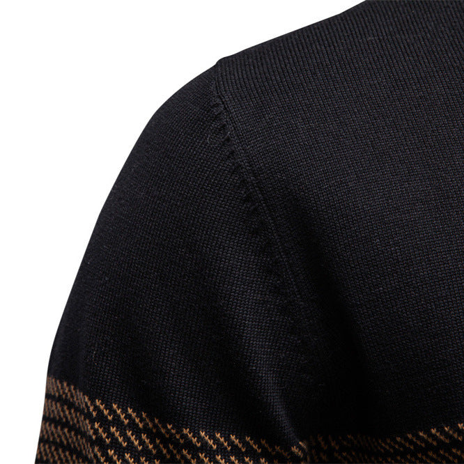 Pull homme rayé demi-zip