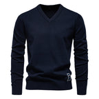 Pull homme uni col V