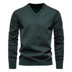 Pull homme uni col V