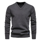 Pull homme uni col V
