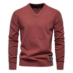 Pull homme uni col V