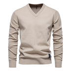 Pull homme uni col V