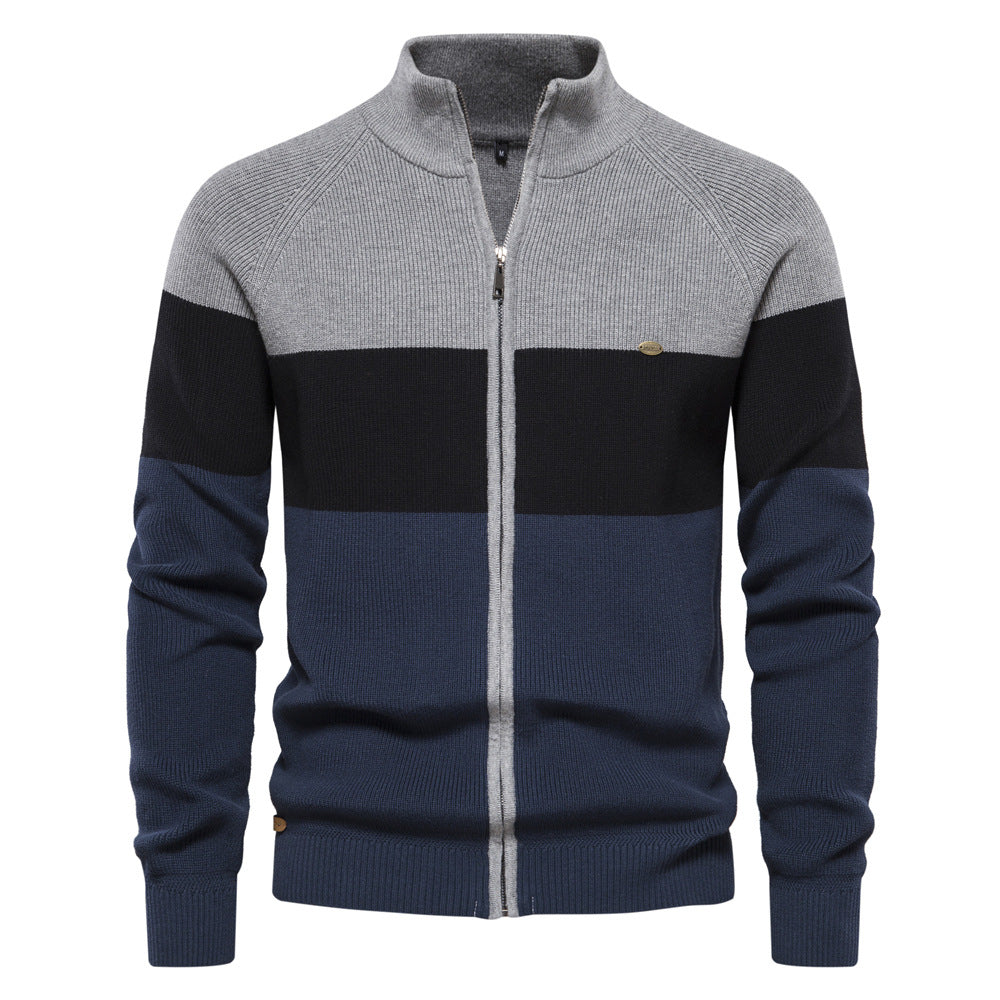 Pull homme zippé colorblock