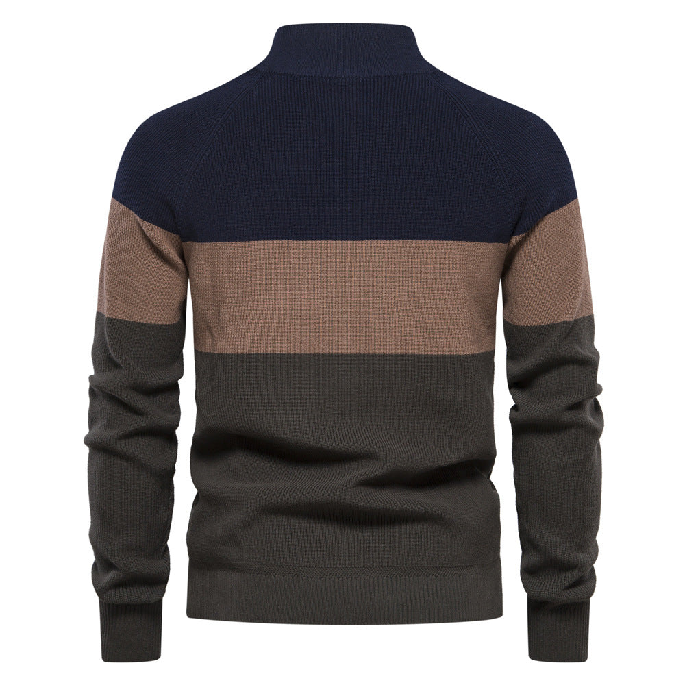 Pull homme zippé colorblock