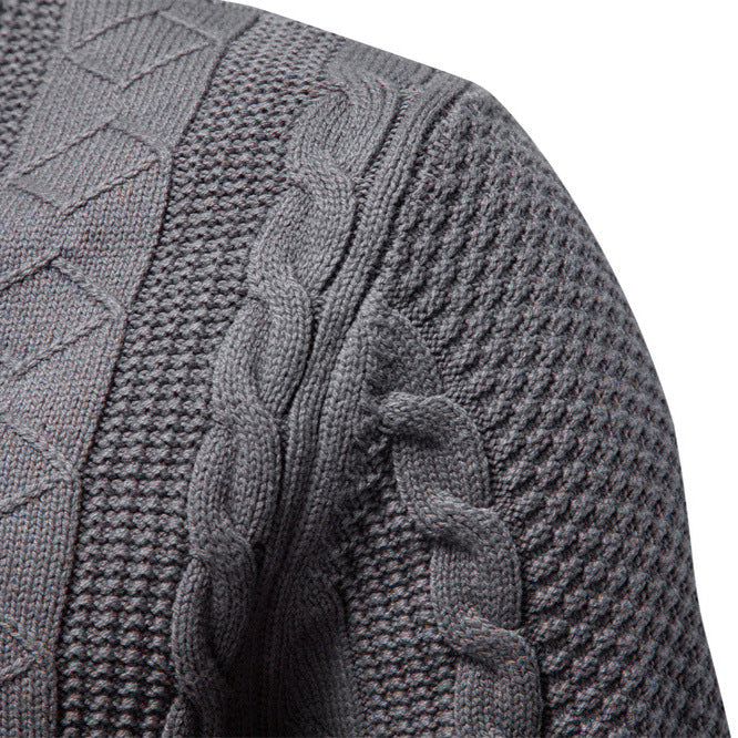 Pull homme zippé à maille torsadée