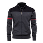 Pull homme zippé rayé
