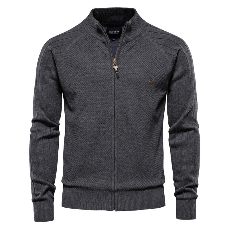 Pull homme zippé texturé