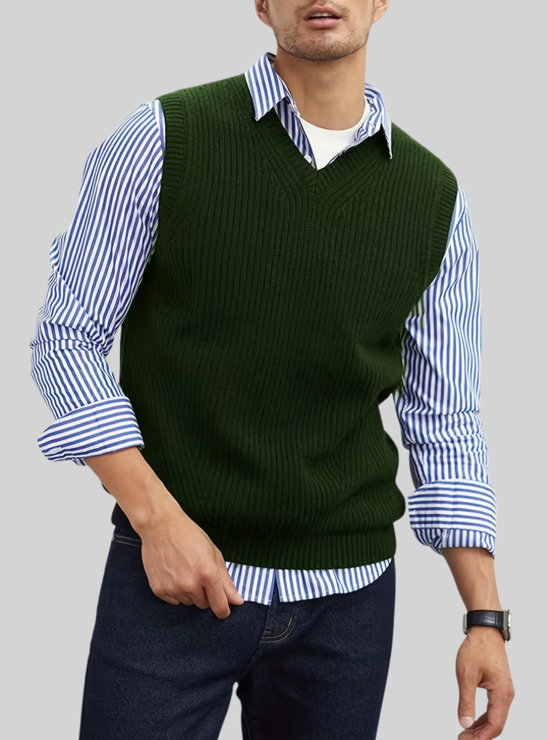 Pull sans manches à col V pour homme