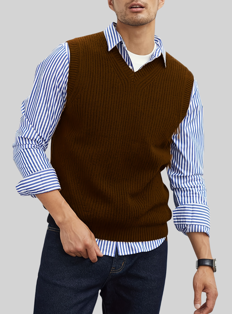 Pull sans manches à col V pour homme