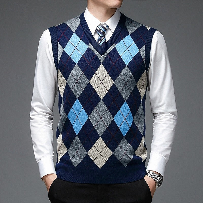 Pull sans manches homme à motif losanges