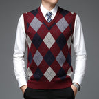 Pull sans manches homme à motif losanges