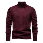 Pull torsadé à col roulé pour homme