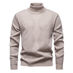 Pull torsadé à col roulé pour homme