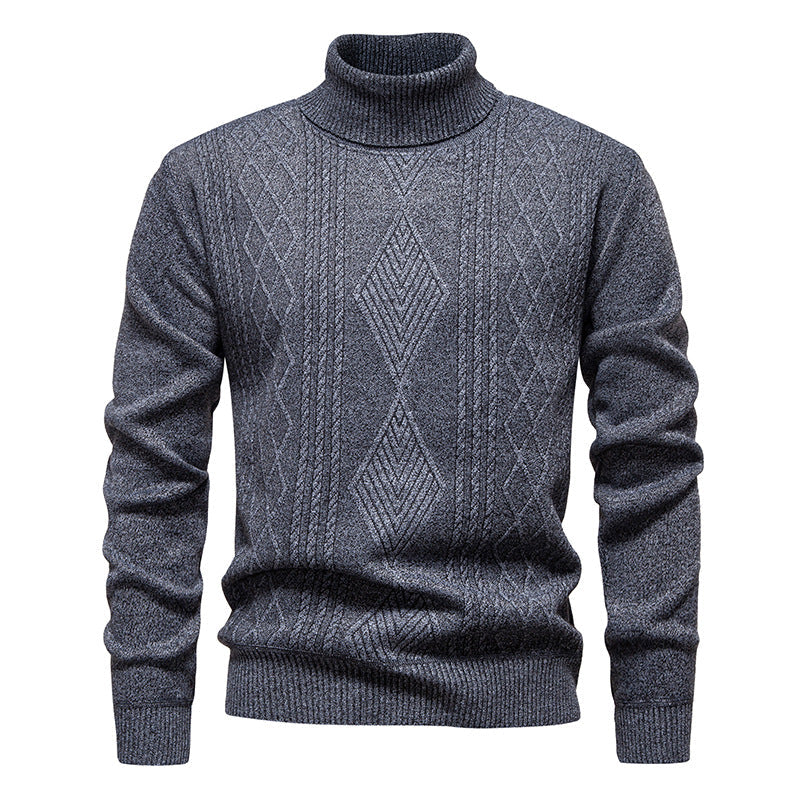Pull torsadé à col roulé pour homme