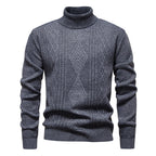 Pull torsadé à col roulé pour homme